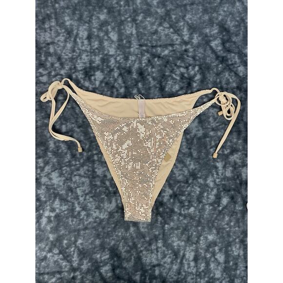 SKIMS Textured Bikini Story Tie Bikini Bottom 4X SW-TBM-0139 New Glitter Clay - Picture 1 of 9